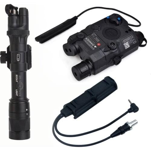 WADSN Airsoft Surefir M603V Scout Light Tactical LA-5C/PEQ15 Green IR Laser Sight Dual Pressure Pad Hunting Weapon Light Set