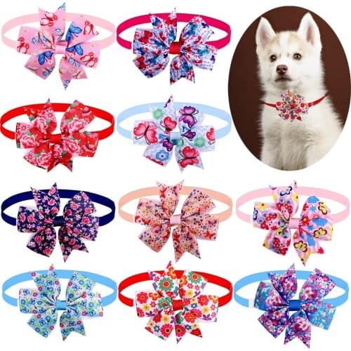100pcs New Pet Supplies Flower Pet Cat Grooming Accessories Butterfly style Pet Dog Bowties Ties Hand-made Pet Products