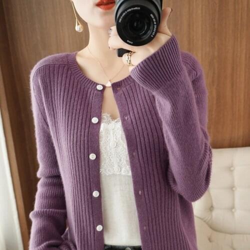 Autumn Newly Plus Size Womens Cardigans 2021 Fashion Loose Ladies O-Neck Solid Knitted Sweater Long Sleeve Buttons Jacket