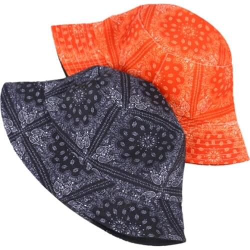 Paisley Cashew Print Bucket Hat Women Men Double Sided Outdoor Bucket Cap Sun Hats Sunscreen Bucket fishing Hats Fisherman Hat