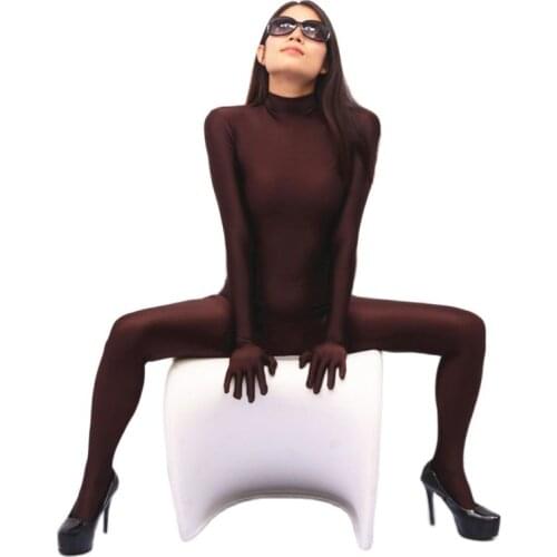 Sexy Oil Glossy Body Sculpting Zipper Open Crotch Bodysuit Overall Rompers Womens Jumpsuit Seperated Fingers Tights Bodystocking