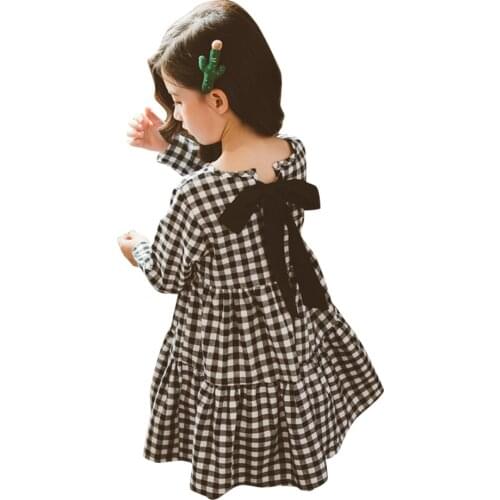 Dress Girl Plaid Pattern Kids Party Dresses For Girls Casual Style Party Dress Child Spring Autumn Girls Clothing 6 8 10 12 14
