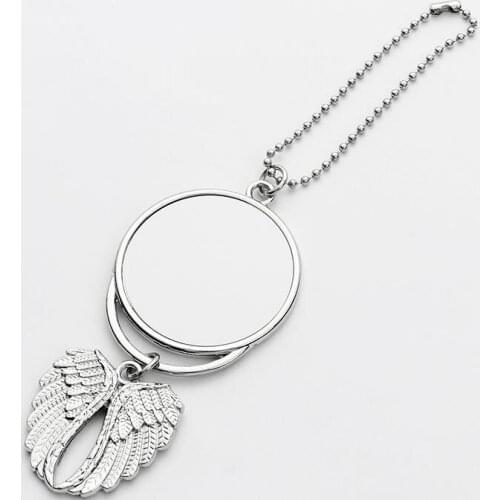 Sublimation Blanks Car Pendant Angel Wing Rearview Mirror Decoration Hanging Charm Ornaments Automobiles Interior SN3656
