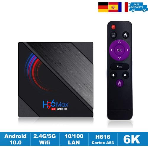 H96 MAX H616 Android 10.0 Smart TV Box H96MAX Allwinner Quad Core 2.4G/5G Wifi BT 4.0 6K Google Media Play Set Top Box 2GB 4GB