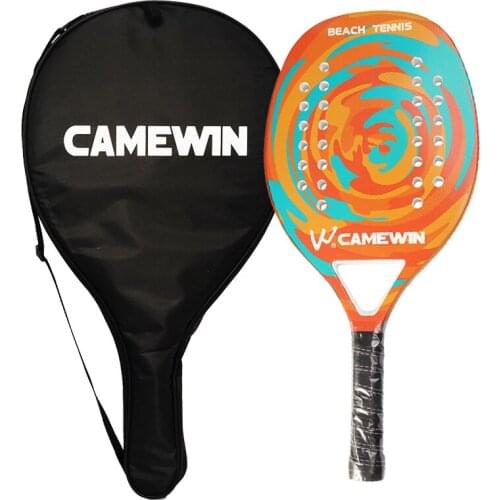 Racket Beach Tennis Carbon Fiber & EVA Durable Matte Surface Power Lite Pop Camewin Padel Racket with Cover