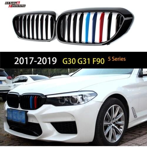 M Tri-Colour ABS Plastic Front Kidney Bumper Grille for BMW 2017 - 2022 5 Series Sedan G30, Wagon G31, M5 F90, OEM Fitment