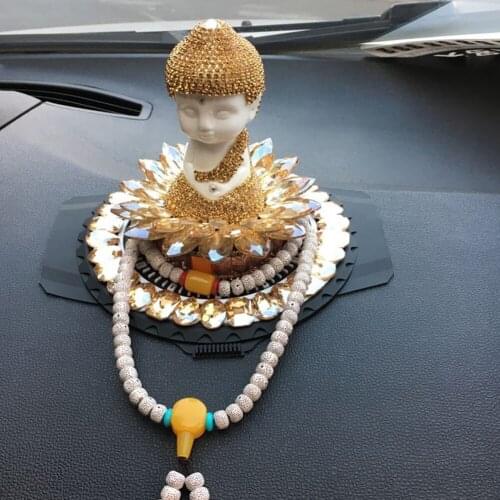 Luxury Full Diamonds Peace Lotus Buddha Perfume Holder for Car Ornaments