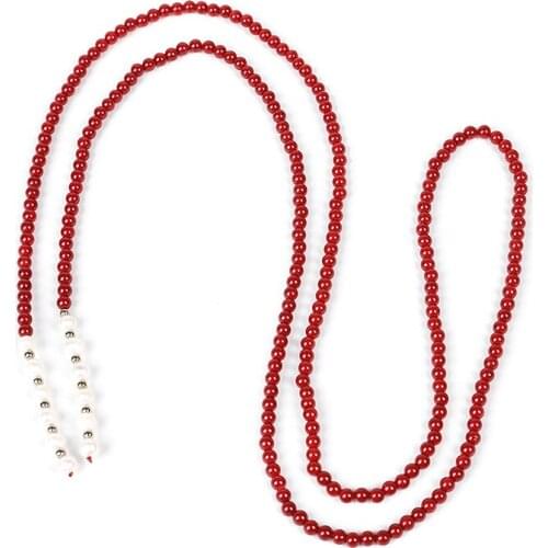 With a white pendant 2 rows characteristic Imitation of red coral necklace