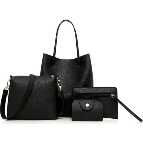 Similarfree New Luxury Brand 4pcs Women Tote Bags Bolsa Feminina PU Leather High Quality Handbags Shopper Designer Beach Bag