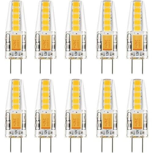 10pcs G4 LED Bulb 12V AC DC LED G4 Lamp 2W Natural White 4000K Light Bulb 10LED 2835SMD Replace 20W Halogen Dustproof Shockproof