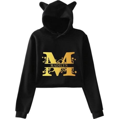 Madilyn spring new product hot sale Kawaii cat ear cotton hoodie casual pullover loose hoodie comfortable short sexy hoodie tops
