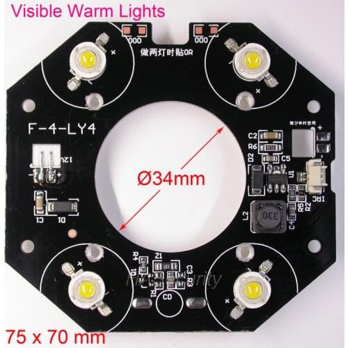 Visible Warm Lights , yellow color lights 4X LED board for CCTV cameras night vision, None CDS sensor type, for AI / SVL camera