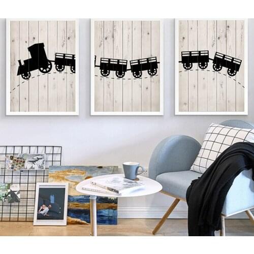 Vintage Train Posters Nordic Scandinavian Canvas Paintings Wall Art Pictures For Baby Boy Room Nursery Bedroom Wall Art Decor