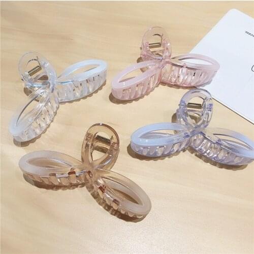 Hair Clip Plastic Hair Claw Jelly Color Big Transparent Ponytail Hairpin Solid Color Hair Accessories Geometry Hair Crab