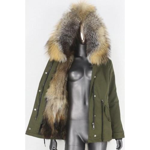 2021 Waterproof Parka Real Fur Coat Winter Jacket Women Natural Fox Fur Collar Hood Thick Warm Outerwear Removable Warm