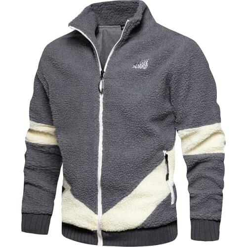 Winter Thick Warm Men Bomber Jacket Casual Solid Splice Lambswool Outwear Coat Mens Windproof Fleece Military Jackets Outdoor