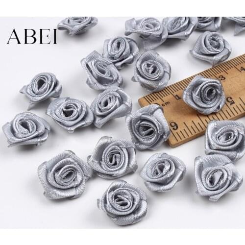 100pcs 15mm Grey Rose Head For Wedding Scrapbook Crafts Decoration DIY Sewing Custom Apparel Ribbon Boutique Accessories