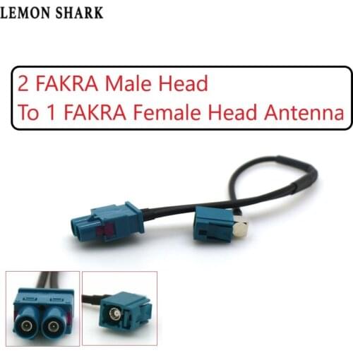 2 FAKRA Male Head To 1 FAKRA Female Head Radio Antenna Adapter Connector for VW