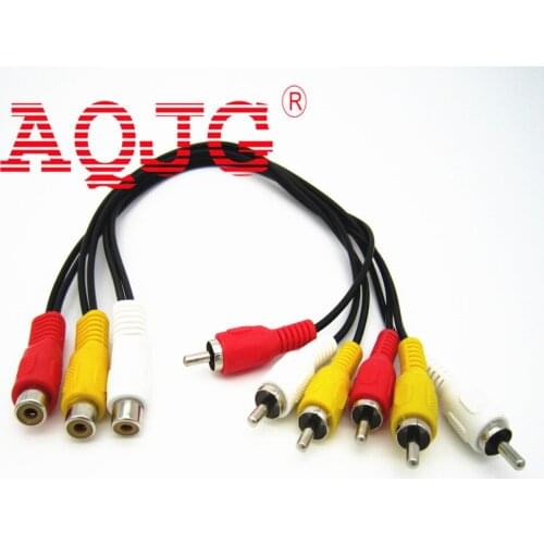 3 RCA Female Jack to 6 RCA Male Plug Splitter Audio Video AV Adapter Cable For TV stick Set-top boxes AQJG