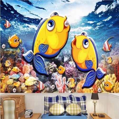 3d Photos Hd Kids Wall Murals Dolphin Mother And Child Affectionate Cartoon Bedroom Wall Art Custom Photo Wallpaper Restaurant
