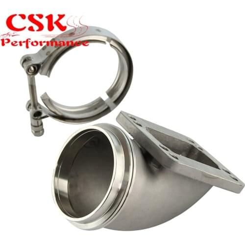 3" Vband 90Degree Cast Turbo Elbow Adapter Flange+Clamp For T3 T4 Turbocharger