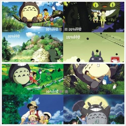 8 pcs/set Anime My Neighbour Totoro Embossed poster Miyazaki Hayao cat Figure Tonari no Totoro sticker for gifts