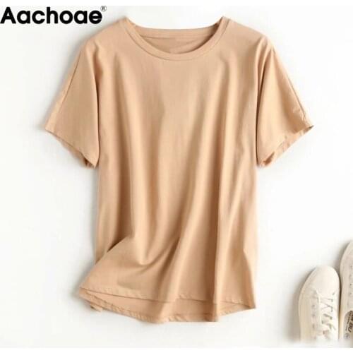 Женские хлопковые футболки Aachoae China At AliExpress