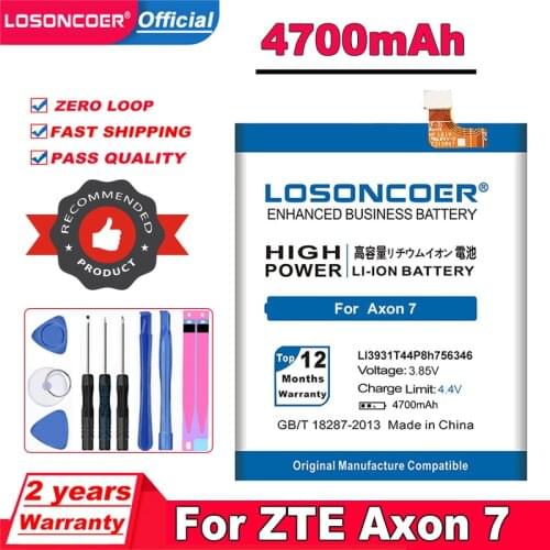 LOSONCOER 4350mAh LI3931T44P8h756346 Battery For ZTE Axon 7 5.5inch A2017 Smart Phone Batteries+Tracking Number Gift tools