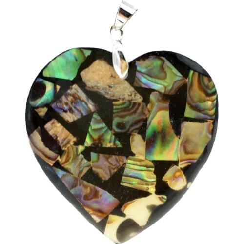 Free Shipping Women Fashion Jewelry Beautiful New Zealand Abalone Shell Heart Pendant Bead 1pcs C8558