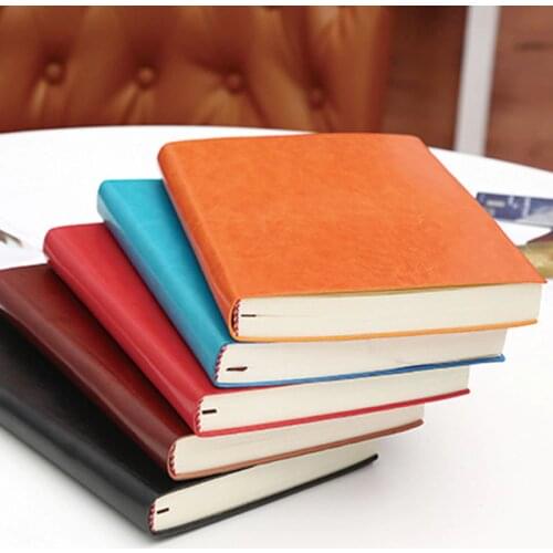 A5 A6 B5 three sizes 4 styles 5 colors large business diary leather soft copy notebook increase thick notebook
