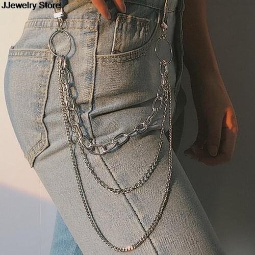 Fashion Punk Hip-hop Trendy Single/Three Layer Belt Key Chain Waist Pants Chain Jeans Long Metal Clothing Accessories Jewelry