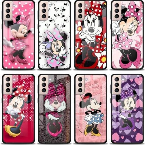 Disney Minnie Mouse Tempered Glass Cover For Samsung Galaxy S21 Plus Ultra M21 M31 M51 A52 A72 Phone Case Coque