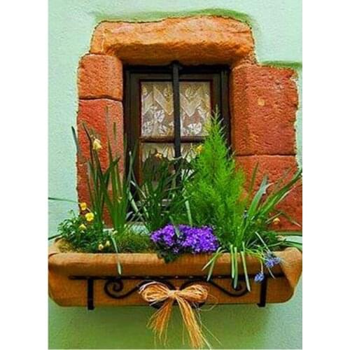 Scenery mosaic embroidery craft flower window diamond painting kits beads picture wall paper decor stones drawing christmas gift