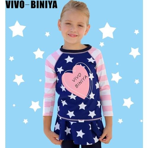 Kids Girl Swimsuit Two Pieces Long Sleeve Rash Guard w/ Cap UPF 50+ UV Sun Protection Swimwear Beachwear Age 3-12Y Bathing Suit