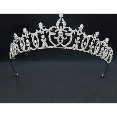 Cubic Zirconia Roayl Tiara for Wedding,Crystal Princess Tiaras Crown for Bride Hair Jewelry CH10374