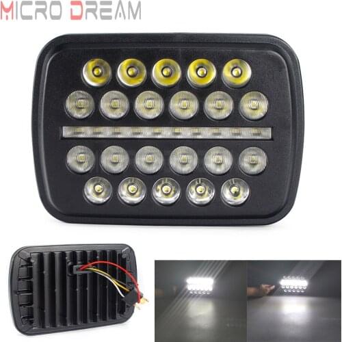 5" x 7" OR 4"x 6" Rectangular Bezel H-4 Headlight Headlamp Cafe Racer Car Head Light 6000K Bright White Hight Low Beam Lamp LED