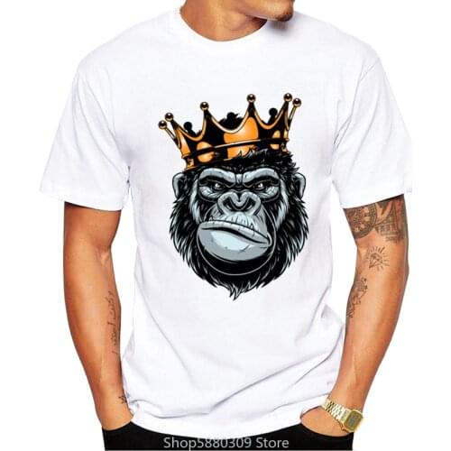 Gorilla King Printed Men T-Shirt Short Sleeve Summer Tshirts Punk Rock Mens Tshirt Tops Funny Ape Tees