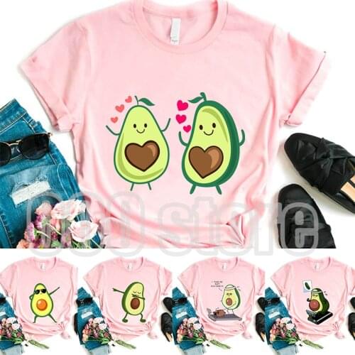Modal Avocado Pink Tshirt Vintage Women T Shirt Fashion Clothes for Girls Summer Tops T-shirt Harajuku Streetwear Short Sleeve