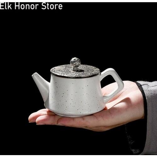 180ml Japanese Style Dehua Kiln Fambe Pottery Teakettle Personal Handmade Pot Hand-held Pot Make Milk Oolong Tea Teaware