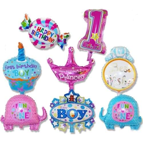 Mini Size Kids Birthday Party Foil Balloons Party Decorations Candy Cake Crown Globos Inflatable Balloon Kids Toy Baby Shower