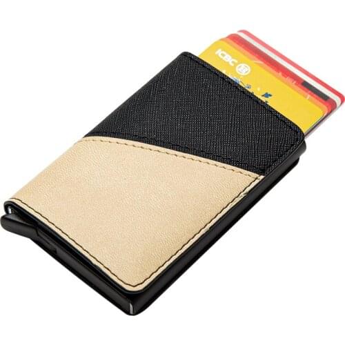 Bycobecy 2020 mens Wallet Mixed Color RFID Card Holder Travel Case Leather Aluminum Patchwork Slim Russian Passport Cover Purse