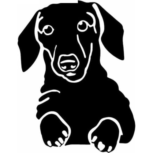 Car Sticker Cute Creative Car Sticker Show Dog Breed Dachshund Dog Poses PVC Car Decoration Sticker Black/White, 15cm*12cm