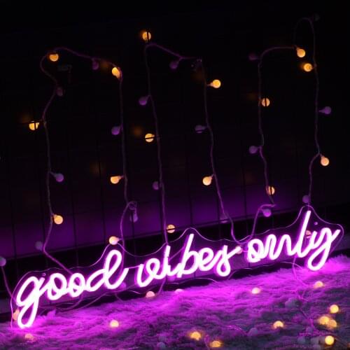 GOOD VIBES ONLY Custom Waterproof Flex Wedding Neon Sign Handcrafted Love Neon For Shop Logo Club Nightclub Game Room Wall Decor