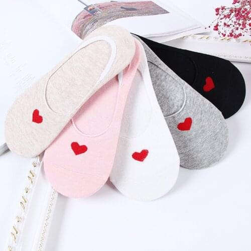 Heart Invisible Short Woman Sweat summer comfortable cotton girl womens boat socks ankle low female 1pair=2pcs X117