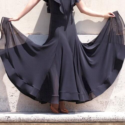 New Ballroom Dance Skirt 2020 Waltz Skirt Tango Dance Competition Dance Dress Big Skirt Hem Black Ballroom Dress Standard BI015