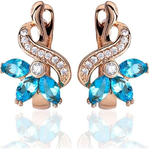Hanreshe Charm Earring Trendy Party Blue Red Crystal Shaped Christmas Stud Earrings Womens Girl Round Fashion Jewelry Gift