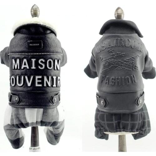 Autumn Winter Dog Pet Jumpsuit Faux Leather Teddy Bichon Dog Jacket Coat Luxury Dog Clothes for Small Pet 5 Style XS S M L XL