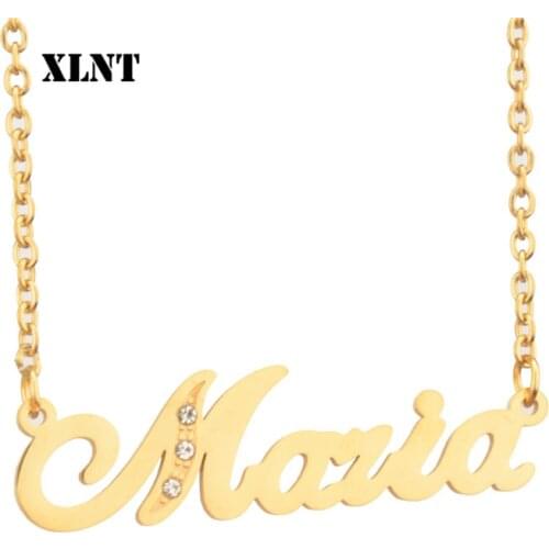 XLNT Maria Name Necklace with Birthstone or Personalized Name Necklace Custom Family Necklace Gift for Women