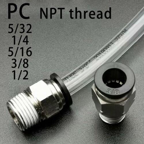 PC pneumatic quick connector NPT male thread 1/8" 1/4" 3/8" 1/2 hose connector 5/32 5/16 OD tube air quick plug connector
