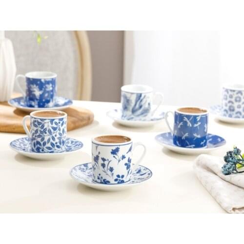 Coffee Cup Pad 80 ml Navy Blue 6 personality 12 piece Turkish Coffee Team